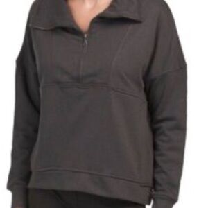 WILO the label Anthropologie Gray Quarter Zip Sweatshirt Pullover | Size Small